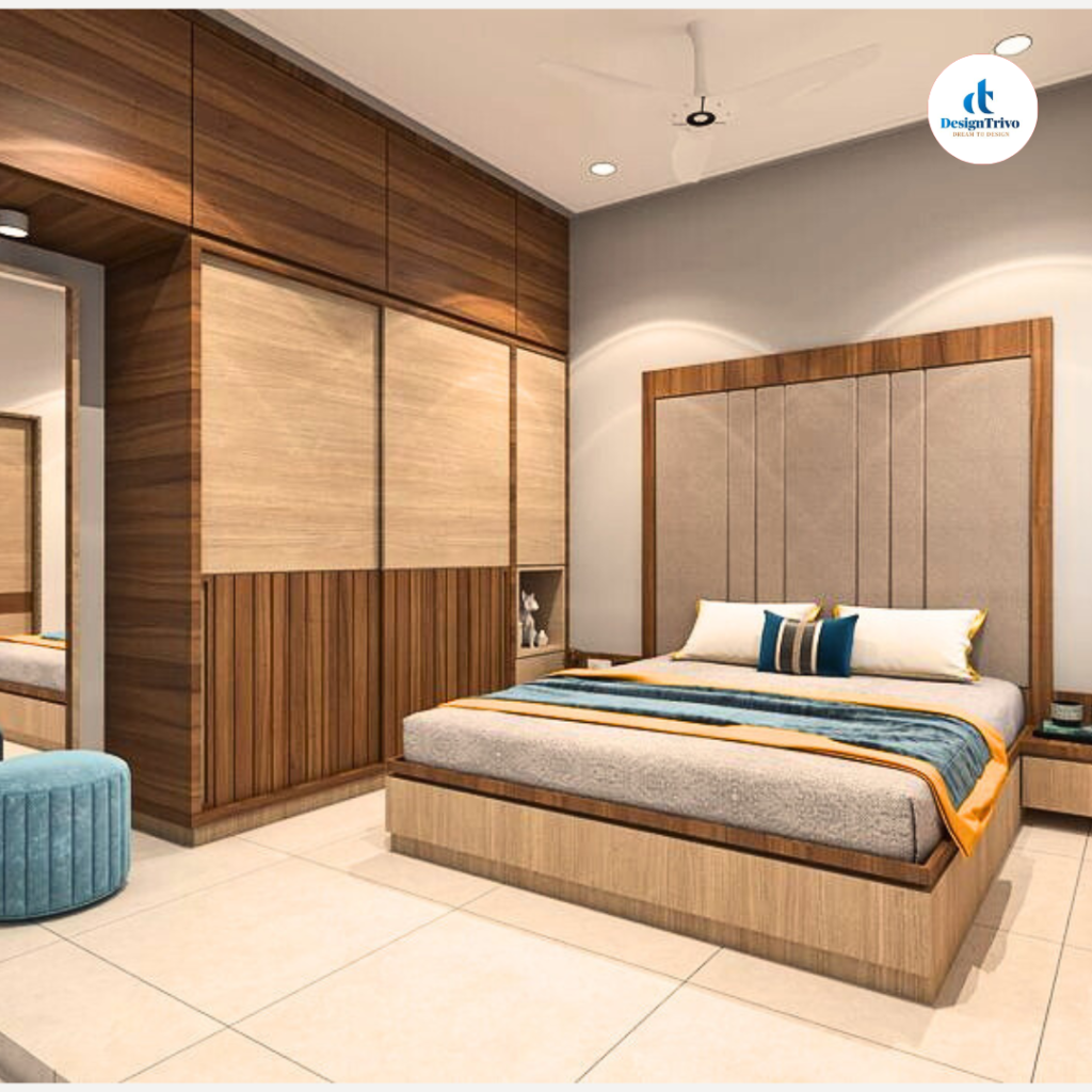 Modular wardrobe with loft storage for small 2BHK bedroom in New Town Kolkata